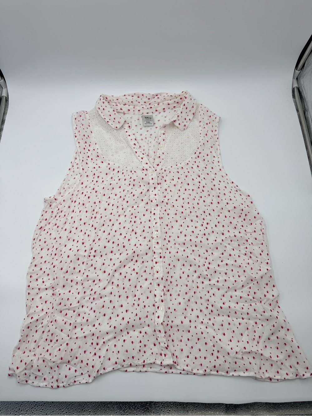 Disney Lauren Conrad Sleeveless Button Top Heart Print Size XXL Flowy Romantic